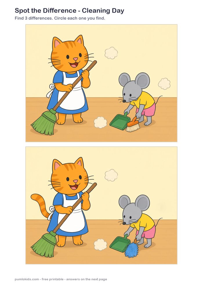 Cleaning Day printable, page one